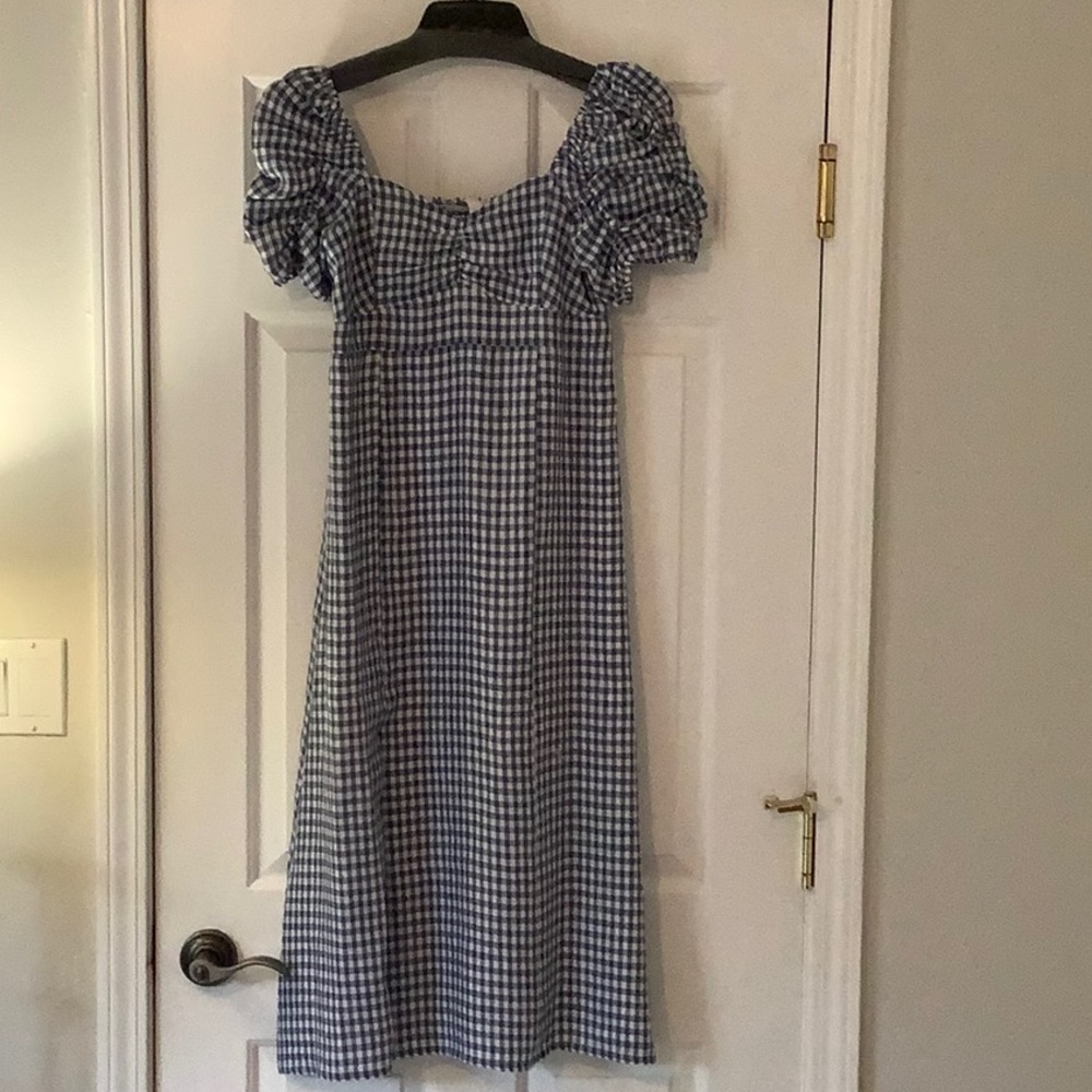 Emerson Fry blue/white gingham midi